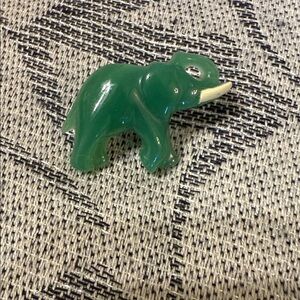 Avon Faux Jade Elephant Brooch Lapel Pin